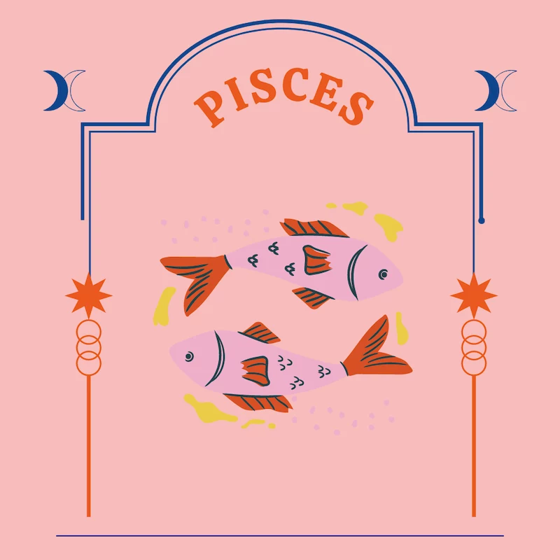 pisces star sign on pink background