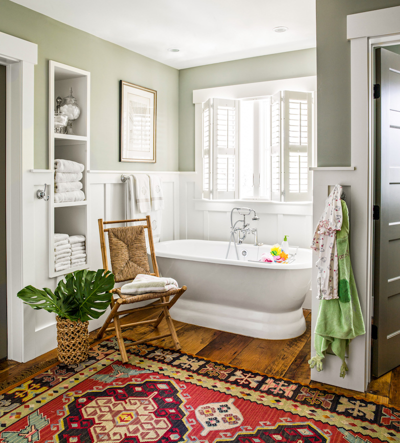 sage green and white bathroom