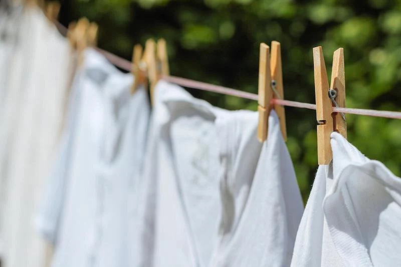 white clothing on a drying line