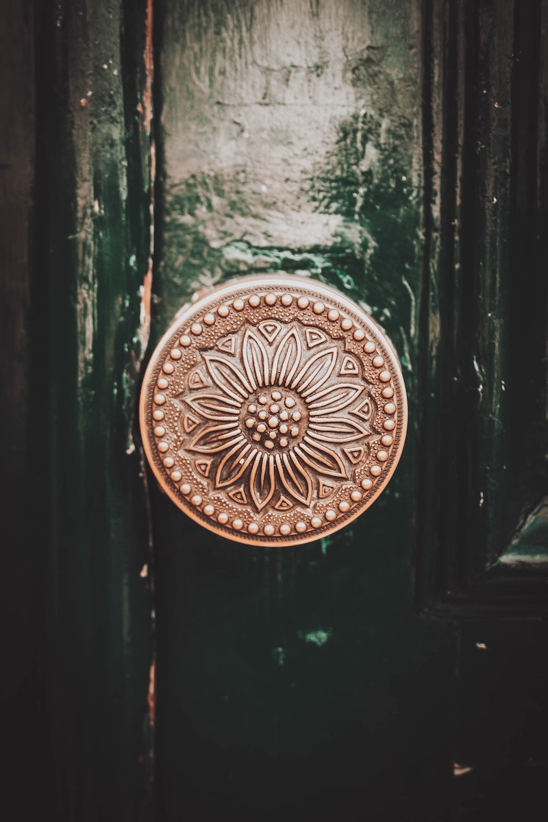 beautiful door knob with flower pattern
