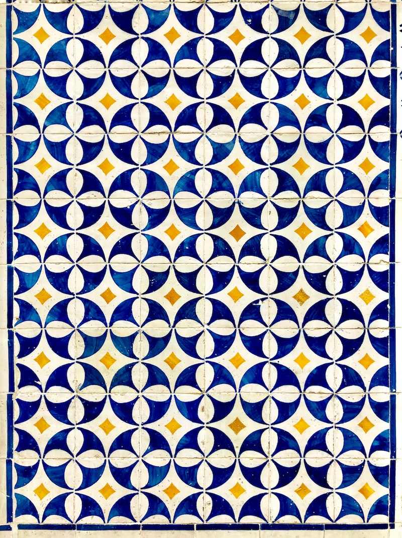 blue white and yellow tiles