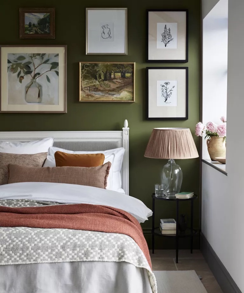 make your bedroom look expensive green oriented and deigned bedroom