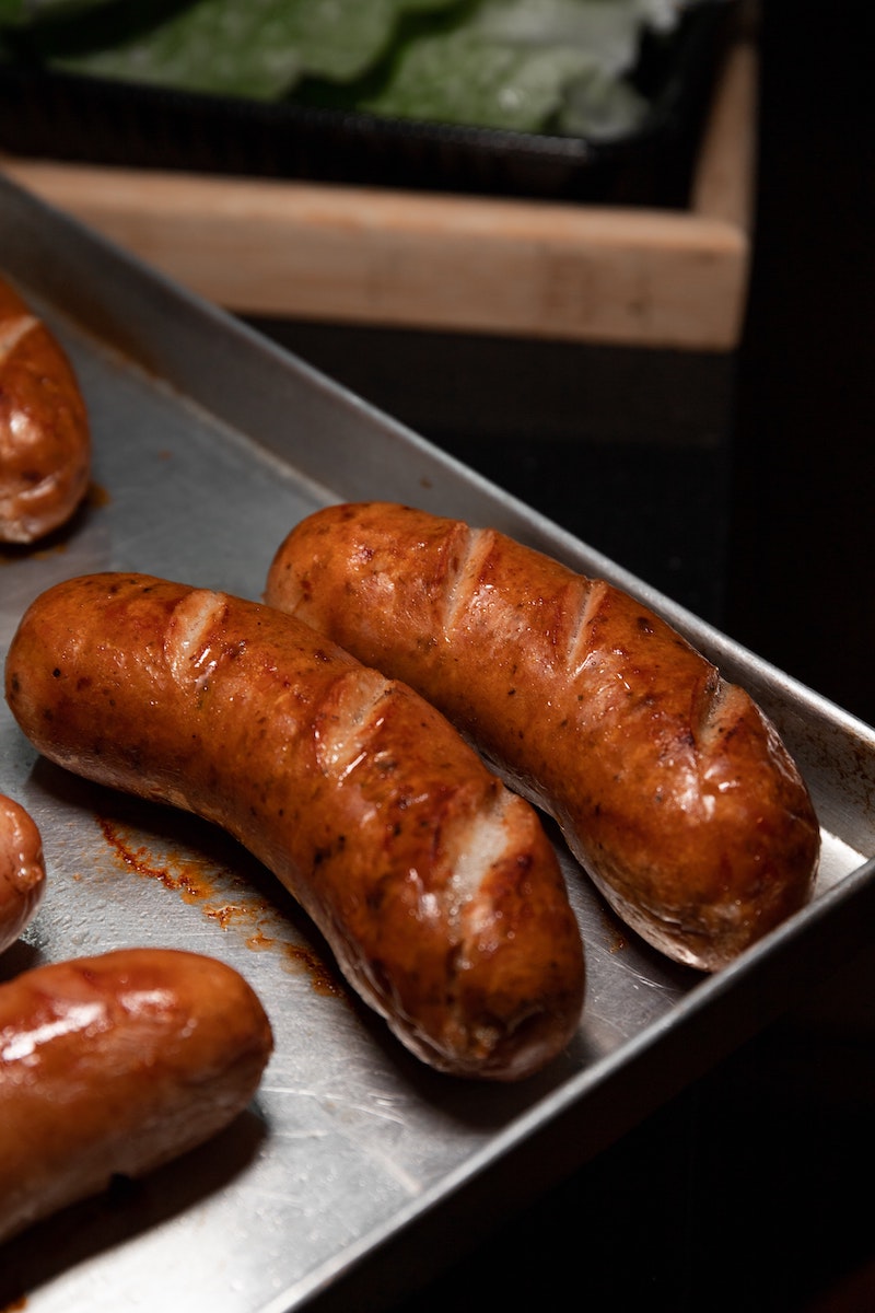 never reheat in a microwave two sausages on a grill