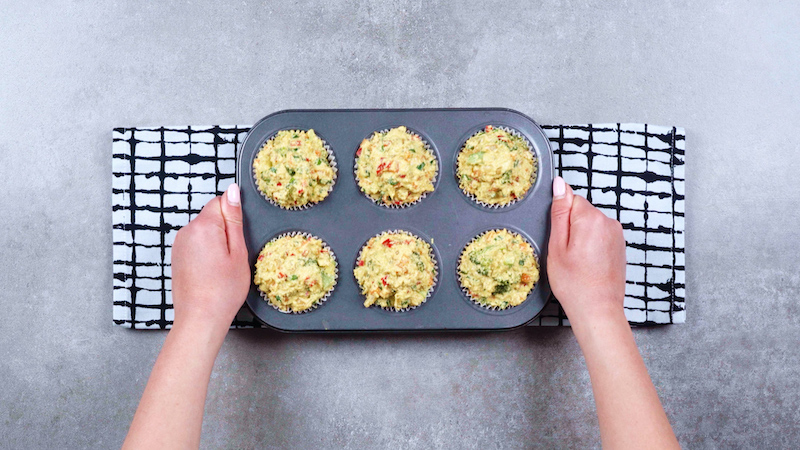 vegan veggie muffins in muffin tin