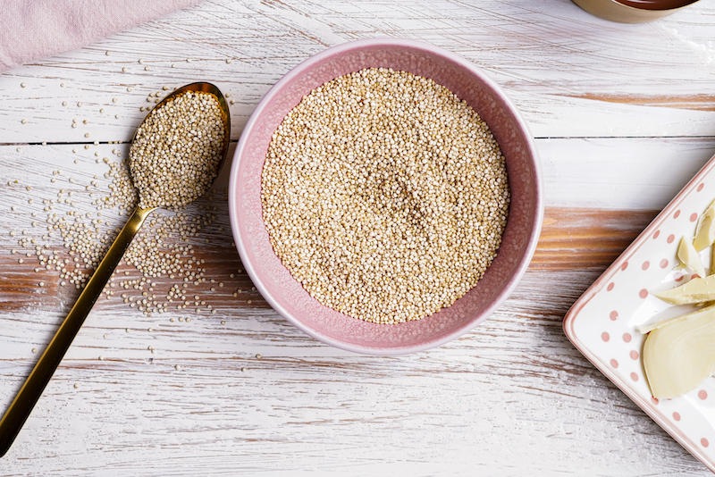 bowl of quinoa seeds