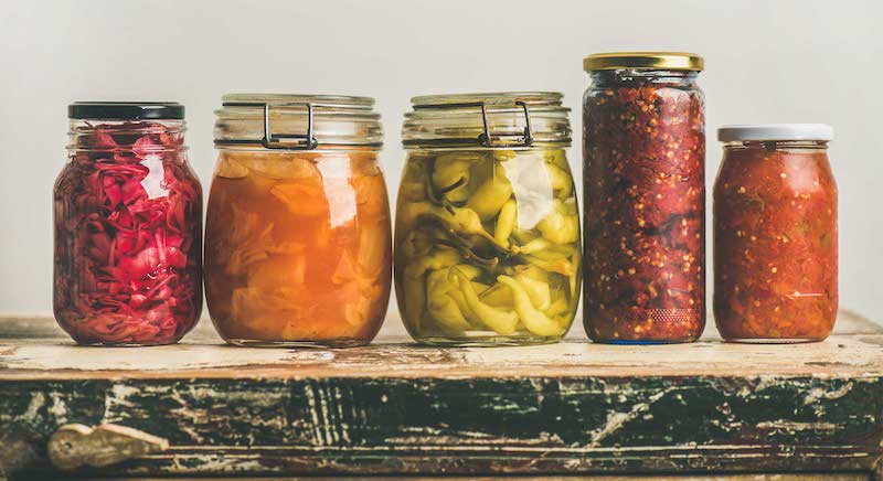 fermented foods in different glass jars fermented foods in different glass jars