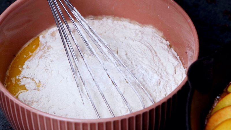 flour and whisk in a bowl