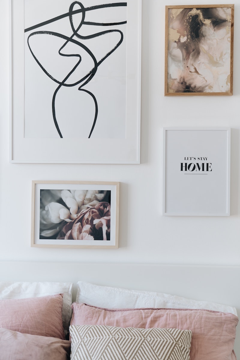 gallery wall with pictures and frames