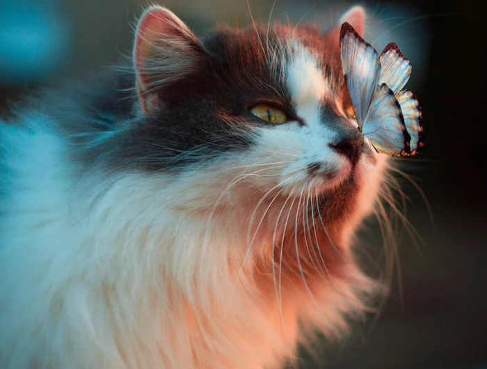 hypoallergenic cats fluffy cat with a butterfly on its nose