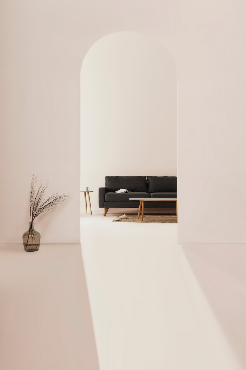 minimalistic white living room