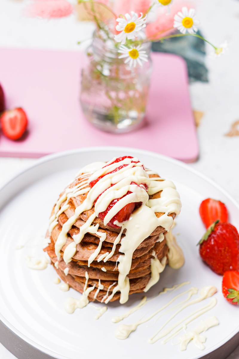 pink mini pancakes eggs