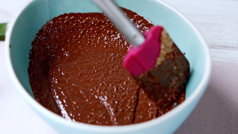 quinoa and melted chocolate in a bowl