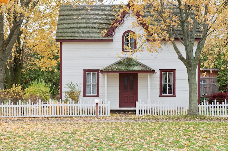 white and red cottage house