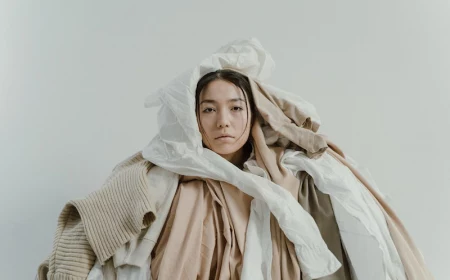 woman under a ton of clothes