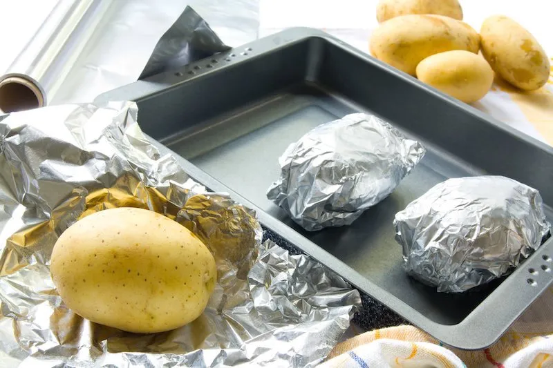 aluminum foil hacks baked jacket potatoes in foil