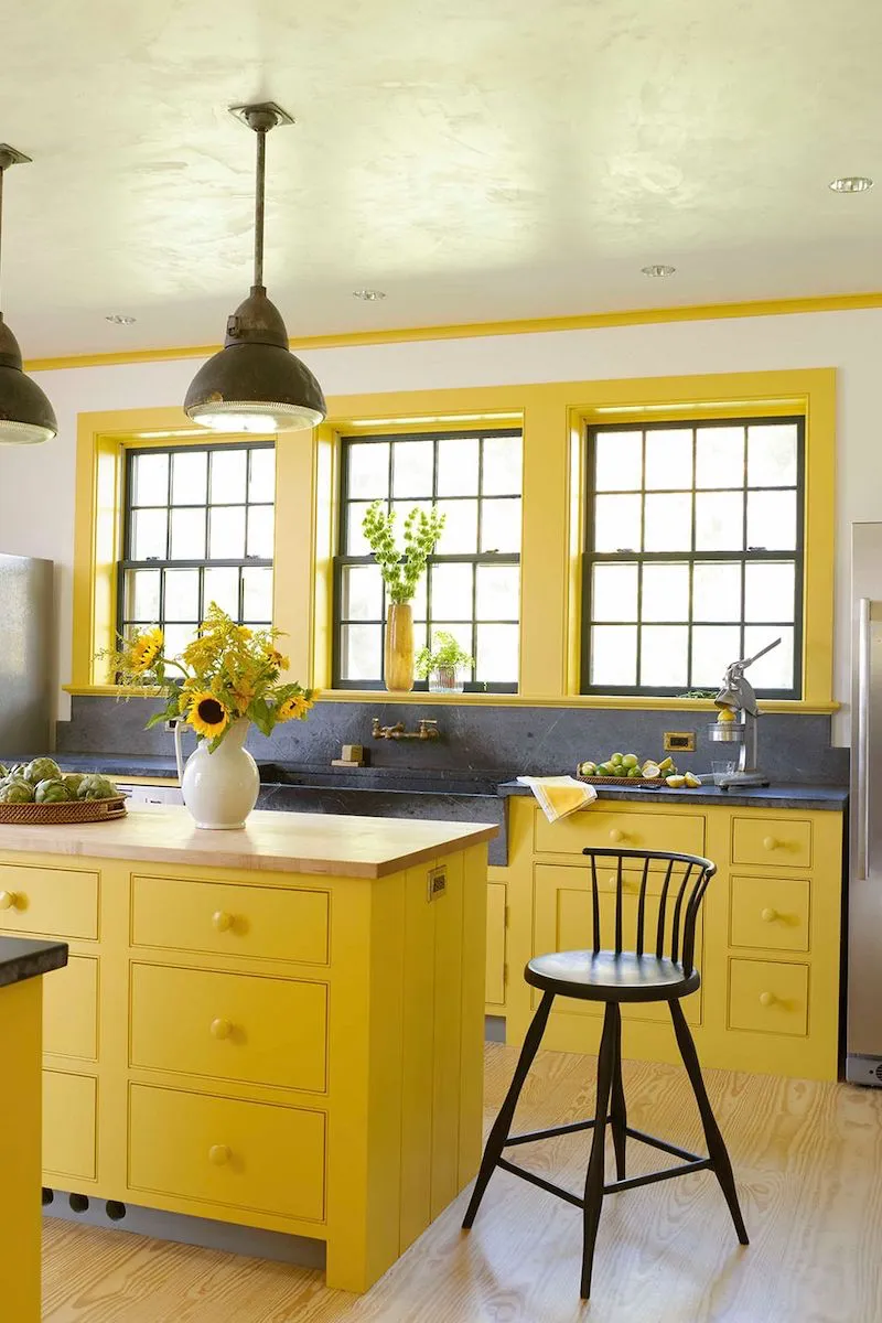 bright sunny yellow kitchen