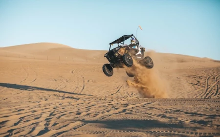 bugie car in the dessert jumping