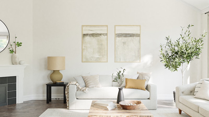 clean white living room design