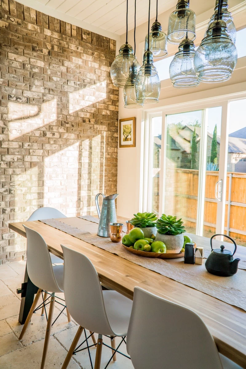 dining room with long wooden table