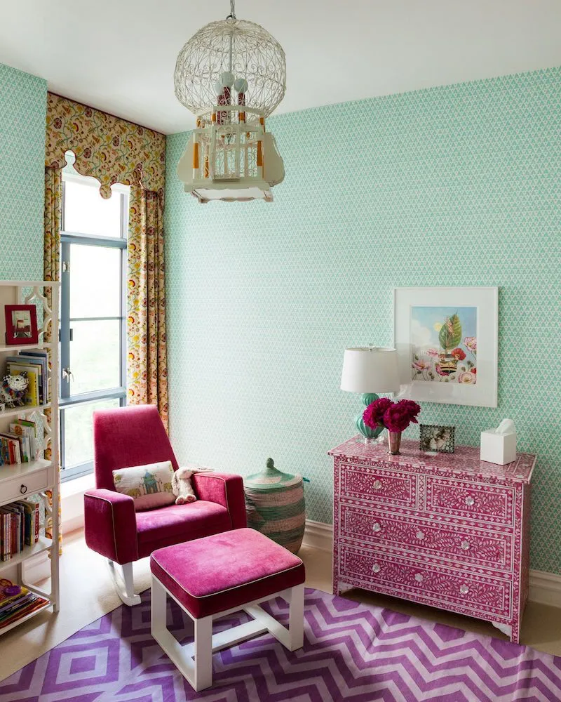 home decorating room with pink and blue