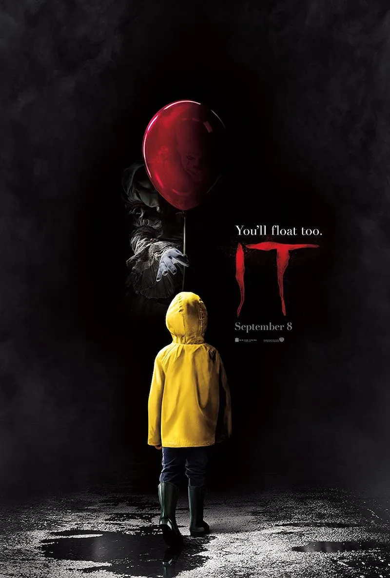 it movie poster 2017 black yellow coat with red balloon