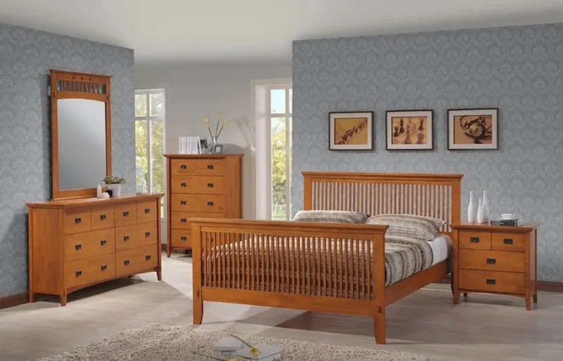 matching bedroom furniture with wooden details