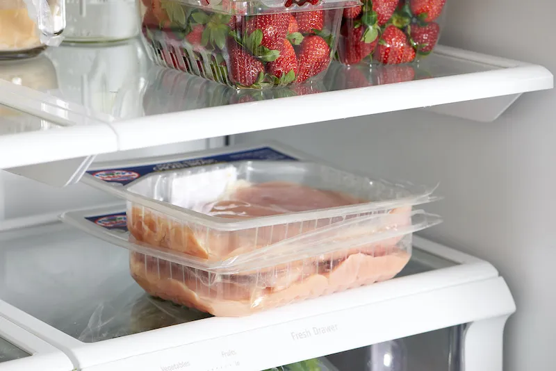 raw chicken in the fridge
