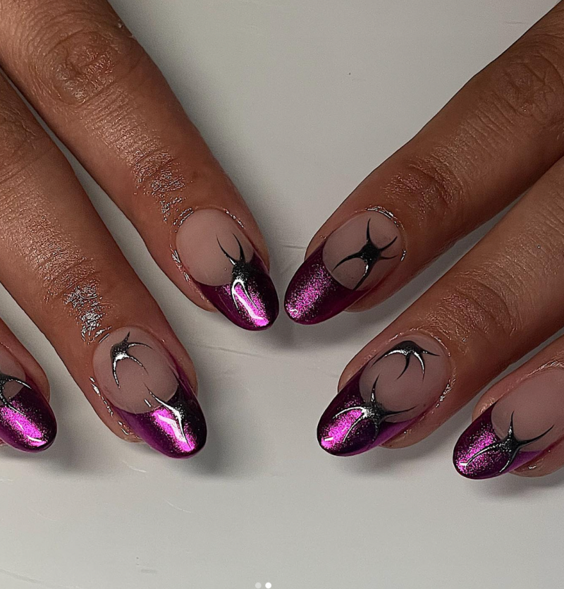 resize dark fall glazed donut nails