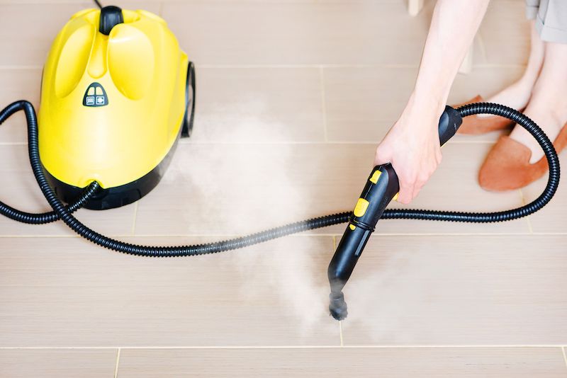 steam cleaner yellow used on floor