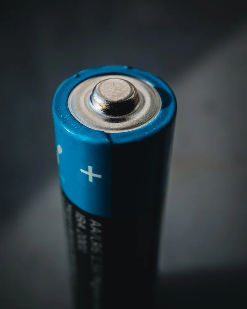 up close shot of blue battery