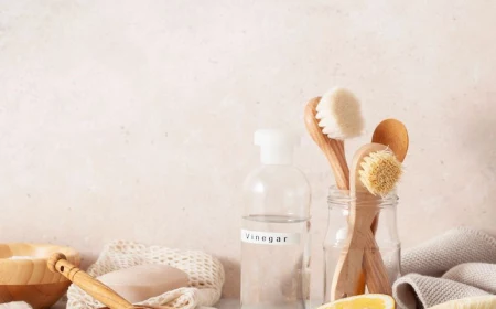 vinegar bottle with0cleaning brushes