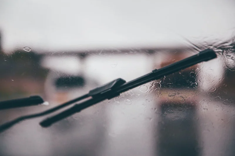 black wipers working during rain