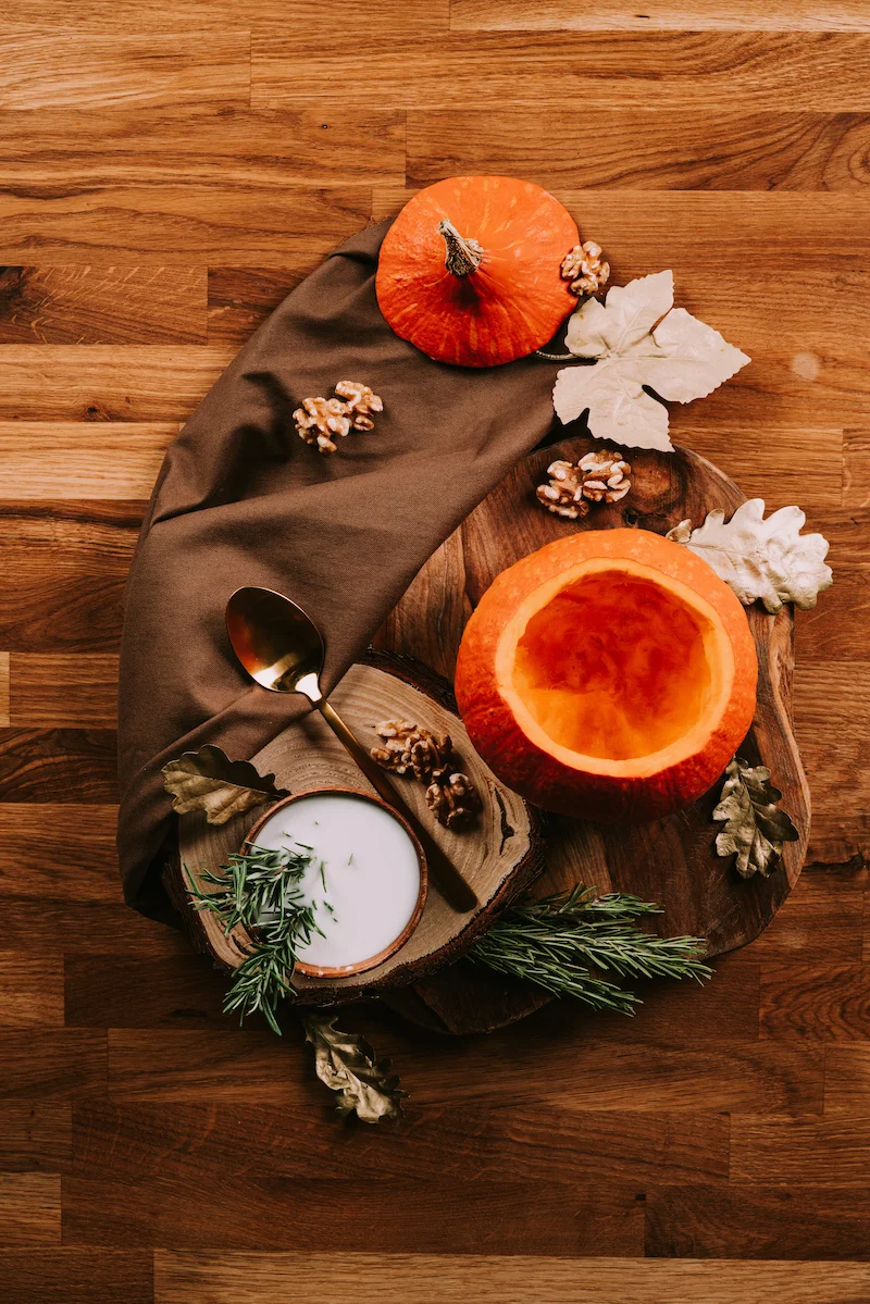 carved out pumpkin as a bowl