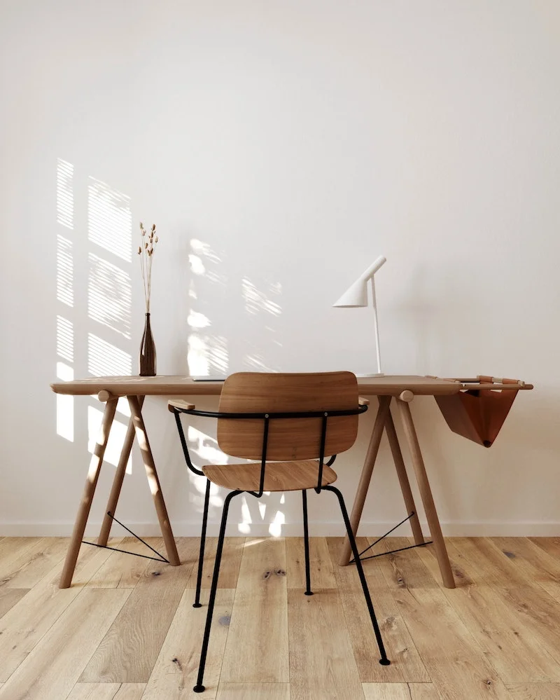 chair and desk made from wood