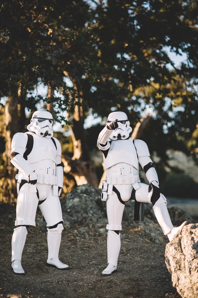 couple halloween costume ideas two people in storm trooper costumes