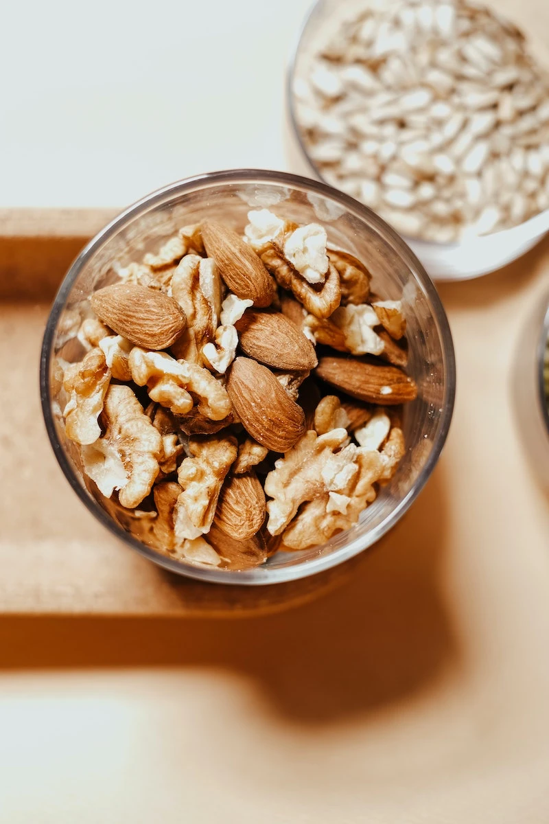 different types of nuts in a bowl