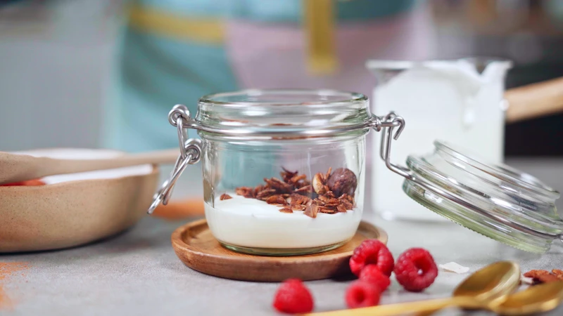 granola and yogurt in a jar