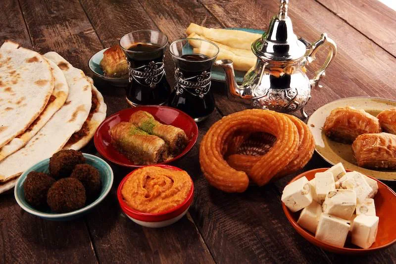 halal foods on a table