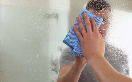 man cleaning a mirror with a cloth