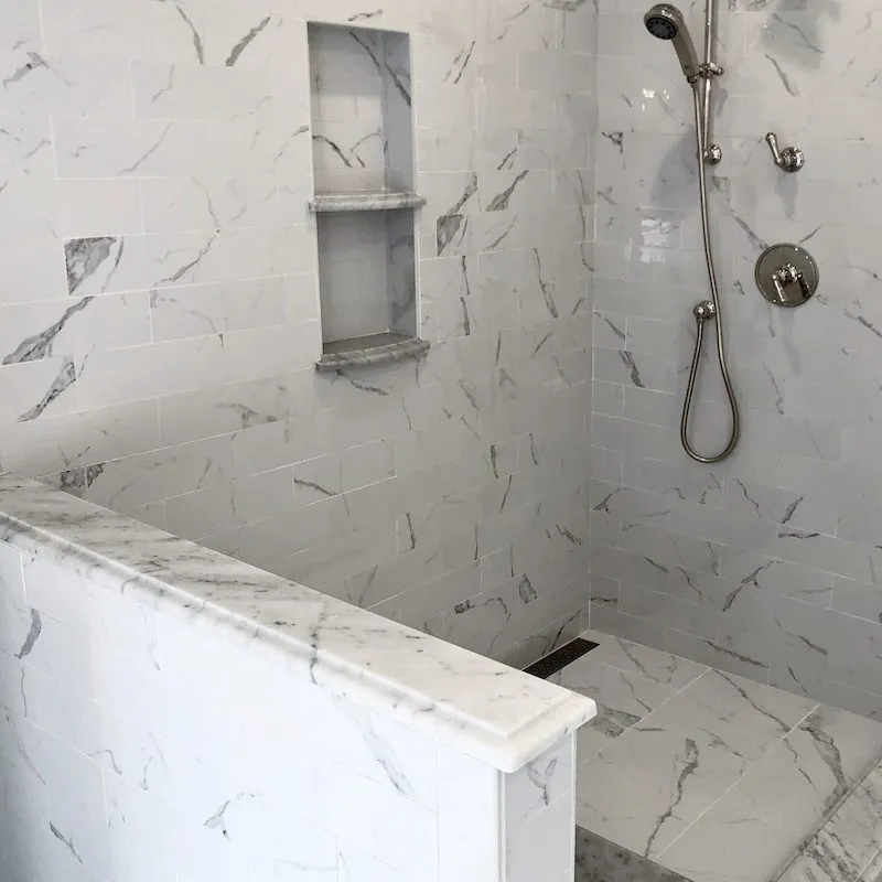 marble stone white and grey shower