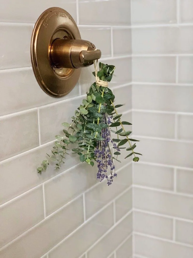 shower with euctalyptus and lavender