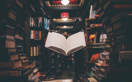 book levitating in between other books
