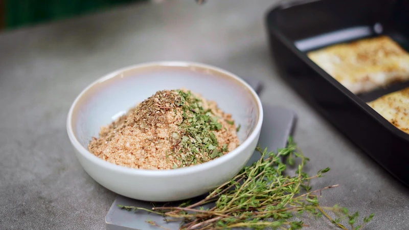 bowl of bread crumbs with oregano