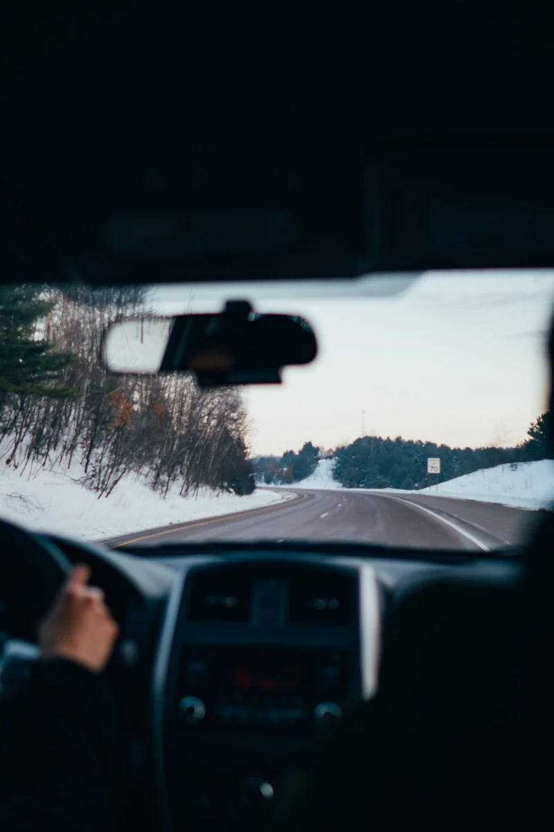 car driving through the snow