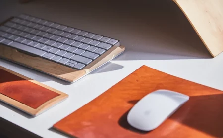 faux leather orange mousepad