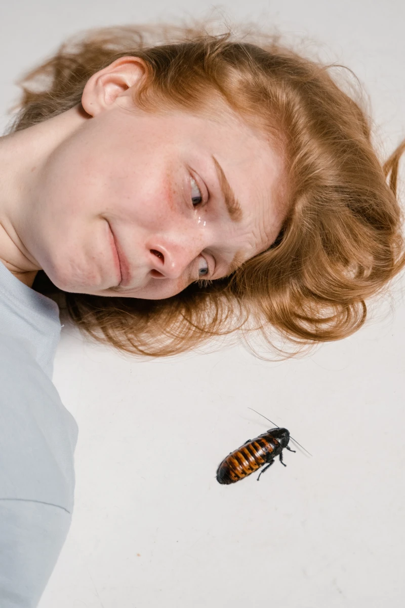 how to get rid of roaches woman laying next to roach and crying