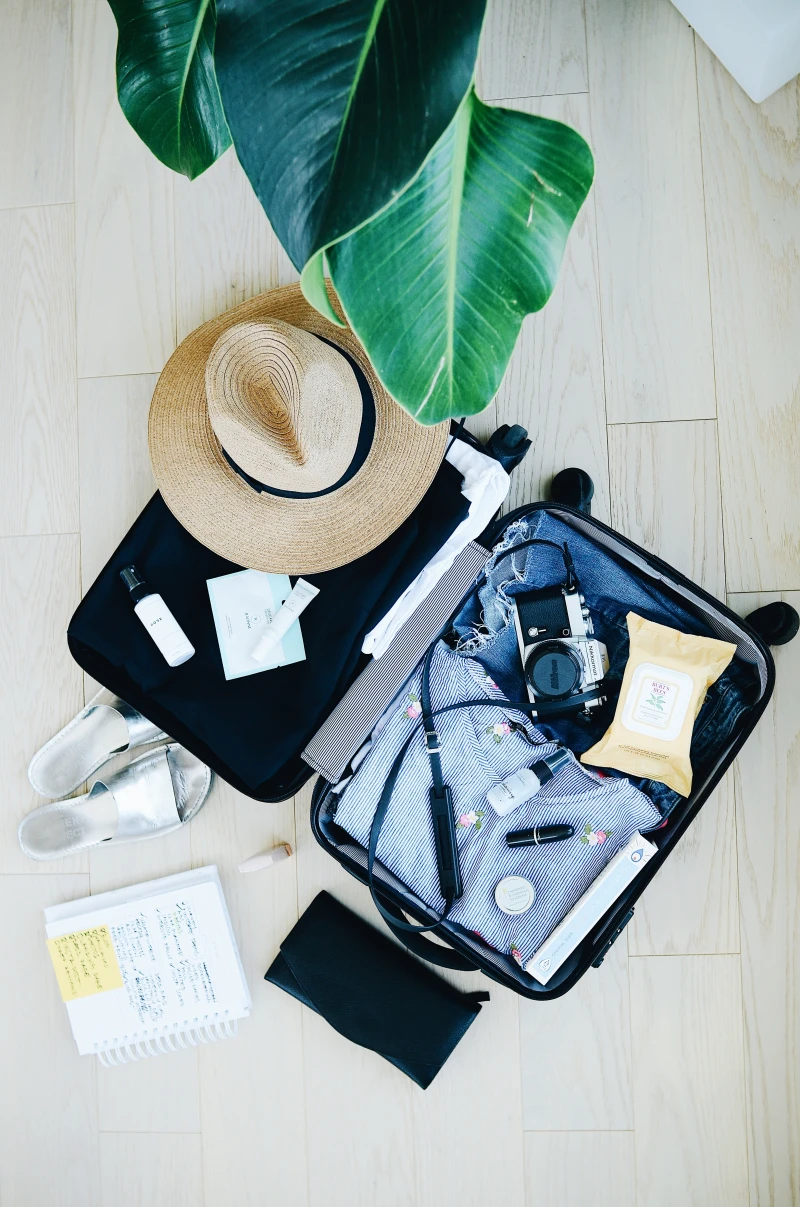 travel essentials packed suitcase