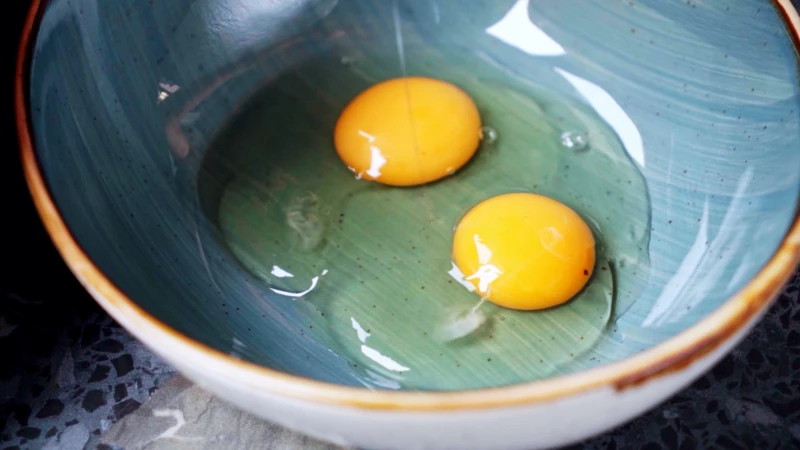 two eggs in a bowl