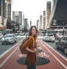 woman traveling in big city