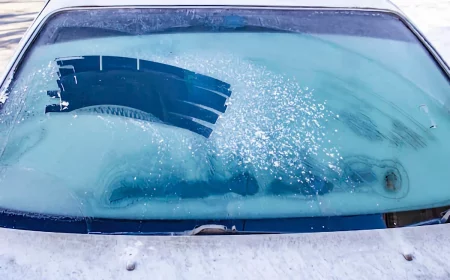car with frost on windshield